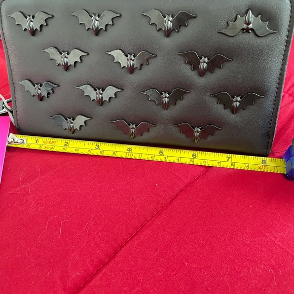 Betsey Johnson Black With Bat Embellishments Large Wallet - Picture 5 of 7